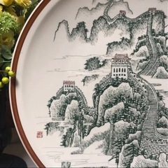 中国博山の陶器　長城雄風の風景　工芸品　手の彫刻　インテリア　貴重品の画像