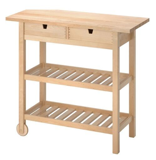 【売れました】IKEAのキッチン収納テーブル！収納の幅が広がります！カウンターキッチン風に使用するとお家の雰囲気が一気にオシャレに◎温もりのある木製の家具を取り入れて料理をさらに美味しく作ってみませんか？