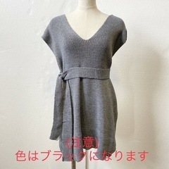 新品未使用　marcydorn  ウエストマークショート丈ワンピースニット　ブラックの画像