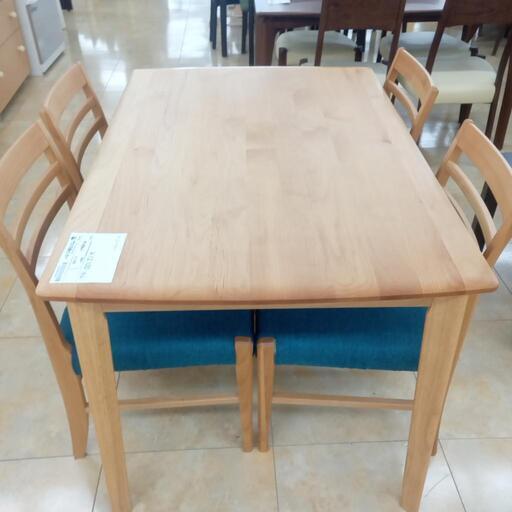 ★ジモティ割あり★  ダイニングセット 木目×グリーン H70×D80×W120 クリーニング済み OJ1408