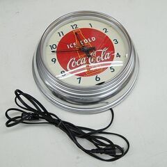 来店引取限定 レトロ CocaCola ネオンクロック 直径24×厚さ8cm 壁掛け AC100V 50/60Hz 発光・動作確認済み コカコーラ 札幌市 清田区 平岡の画像