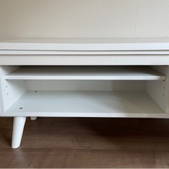 【美品】テレビ台 ローボード テレビボード ローテーブル フラップ扉 引き出し 収納 モダン ホワイト 白色の画像