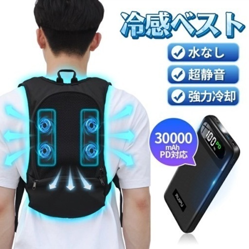 冷却　冷感ベスト 大容量バッテリ付き 瞬間強力冷却 冷却プレート USB給電