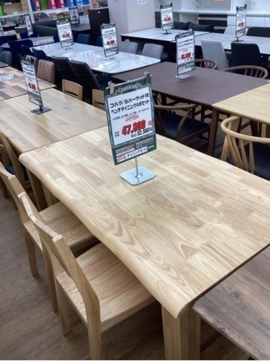KG-47【新入荷　アウトレット】コハク　ラバーウッド材　ベンチダイニング4点セット　ナチュラル