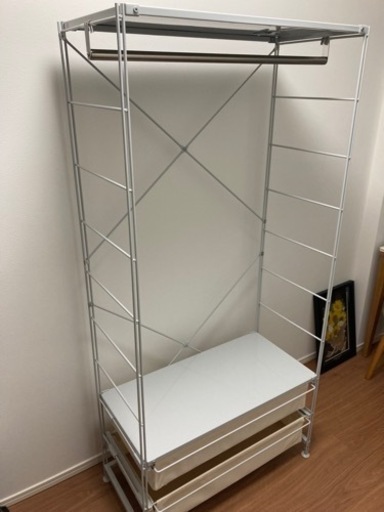 【写真追加しました】無印良品　スチールユニットシェルフ　スチールラック　ワードロープセット