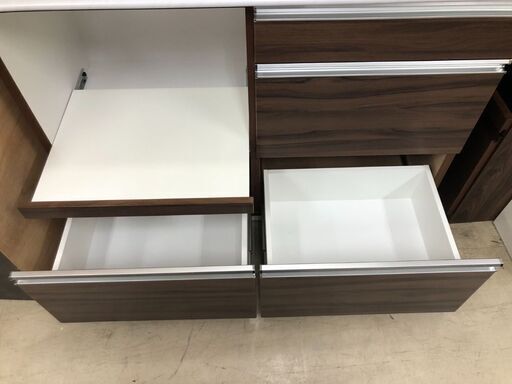 浅川木工 キッチンボード ジョイフル 食器棚 キッチン収納 システムキッチンボード 幅120cm スチームオーブン対応 フルオープン引