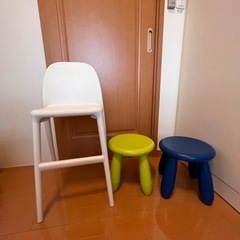 IKEA キッズハイチェア、スツール×2の3脚セット