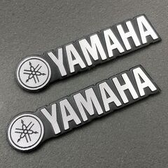 YAMAHA ヤマハ アルミ エンブレム プレート シルバー/ブラックの画像