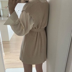 新品未使用　marcydorn  ウエストマークショート丈ワンピースニット　ベージュの画像