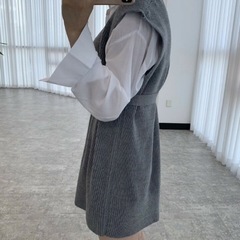 新品未使用　marcydorn  ウエストマークショート丈ワンピースニット　グレーの画像