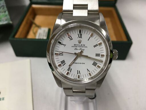 新品仕上げ済み ROLEX エアキング 14000M K番 保証書付き 自動巻き SS ホワイト文字盤 中古 超美品 ステンレススチー