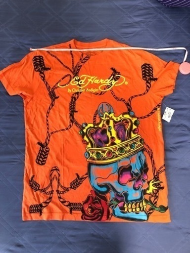 未着用　エドハーディ　Tシャツ Ed Hardy エドハーディー 刺繍プリント 天竺 長袖Tシャツ メンズ ロン 