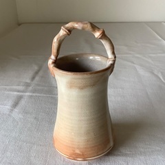 萩焼　城山　刻印有り　花瓶　陶器　籠タイプ　の画像