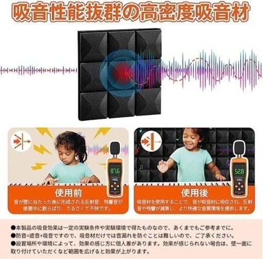 【96枚セット】吸音材 防音材 吸音パネル 吸音マット 吸音シート 騒音 新品