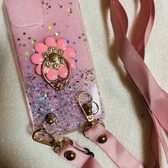 新品未使用品♪iPhone13miniケース♪紐つき♪ピンクシリコン