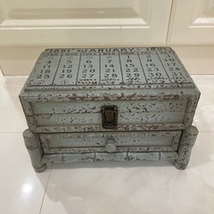 木製アンティークBOX（ブルー）