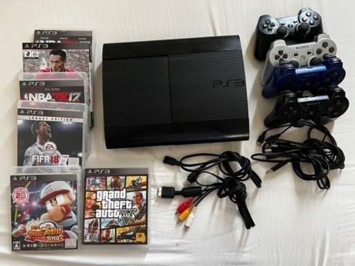 PS3 (プレーステーション3) CECH-4300C 本体+コントローラー4個+ゲームソフト6個　本体通電確認済
