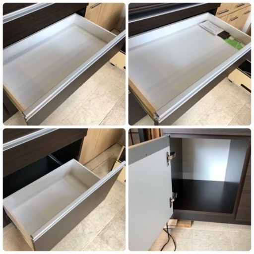 松田家具 キッチンボード キッチン収納 食器棚 ブラウン 茶色 