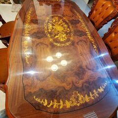 象嵌　アンティーク家具　ダイニングセット６人用　の画像