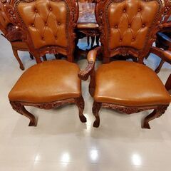 象嵌　アンティーク家具　ダイニングセット６人用　の画像