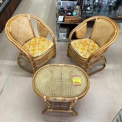 籐製　テーブル&チェア 3点セット　美品