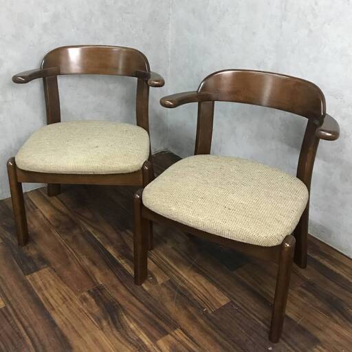 WY4/80　キツツキ HIDA 飛騨産業 ダイニングチェア アームチェア 2脚セット 椅子 イス ナチュラル リビング オーク ②