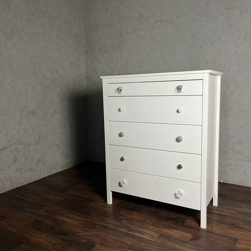 WY4/83 IKEA イケア チェスト 5段 ホワイト 白 W90×D44×H114cm 北欧風 キャビネット 収納 タンス インテリア 洋風