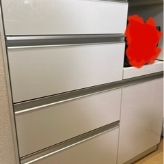 ニトリ 食器棚 キッチンボード レジューム ホワイト 白 90cmの画像