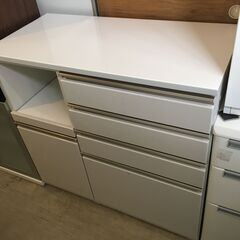 マナベ家具 レンジ台 レンジボード キッチンカウンター　レイⅡ　幅100cm ホワイト 白 クリーニング済 堺市 石津【ジャングルジャングルサカイ石津店】