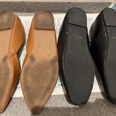 パンプス　編み上げ　ベージュ　黒　Mサイズの画像