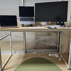 デスク 幅120cm 机 PCデスク 学習机 オフィスデスク アイアン 木製 北欧 ターブル2デスク | シンプルデスク 木製デスク ナチュラル スチール 奥行60 おしゃれ 大人 書斎 作業机 作業台 desk オフィス パソコンデスク 学習 パソコン コンパクト パソコン机 スリムの画像