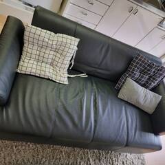 2人掛けソファ、使用1年、黒、イケア　HEMLINGBY、取りに...