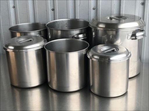 K735★ステンレス寸胴鍋◇ポット◇サイズ色々６点セット！厨房用品◇蓋３つ付き◇両手鍋