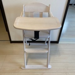 ①ハイチェア ベビーチェア　木製　白