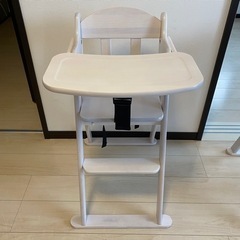 ②ハイチェア　ベビーチェア　木製　白
