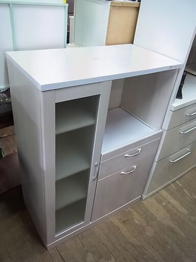 レンジボード　キッチンボード　キッチン収納　ミニ食器棚　サイドボード　白　ホワイト