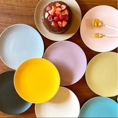 美濃焼　カラフル　プレート　丸型　円形　大きめ皿　食器　カフェ　フランフラン　 昭和レトロ  23.5の画像