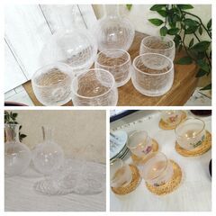 (売約済み)5人用食器セット ガラス 漆 木製 陶器 の画像