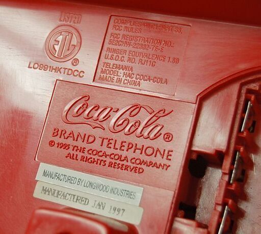 ジャンク CocaCola 丸形電話機 直径31×厚さ8cm 着信・発光確認済み 置き 掛け コカコーラ DISC Telephone