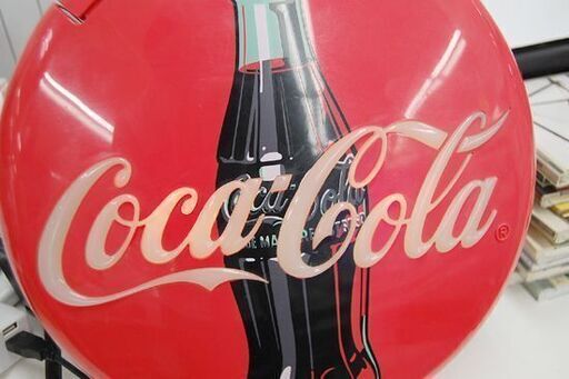 ジャンク CocaCola 丸形電話機 直径31×厚さ8cm 着信・発光確認済み 置き 掛け コカコーラ DISC Telephone