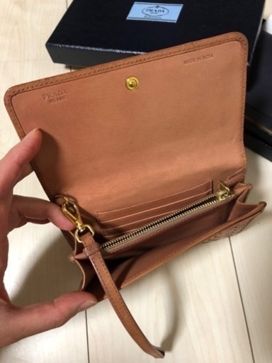 プラダ 財布 サーモン ピンク マドラス 編み込み レザー PRADA MADRAS ウォレット リストレット ローズ 本物 正規品 