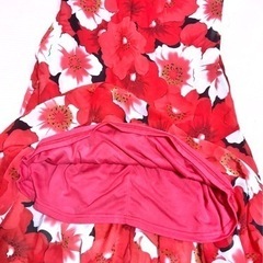 新品 タグ付き Caroll Elegance 花柄ワンピース アシンメトリー ハイビスカス柄の画像