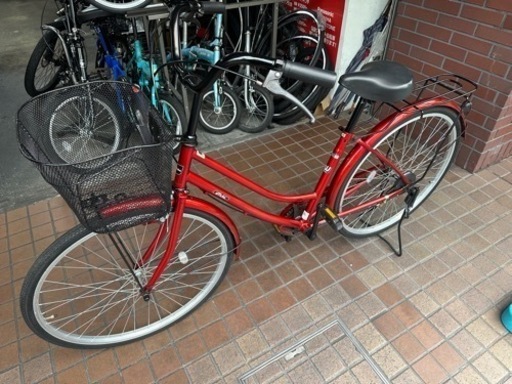 26インチ　ママチャリ　ledライト　ワインレッド