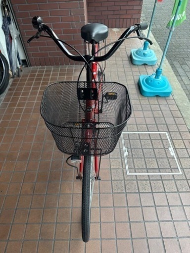 26インチ　ママチャリ　ledライト　ワインレッド