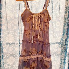 【新品】axes femme　ローズ柄梯子リボンレース　ワンピー...
