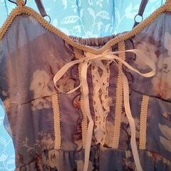 【新品】axes femme　ローズ柄梯子リボンレース　ワンピース　チュニックの画像
