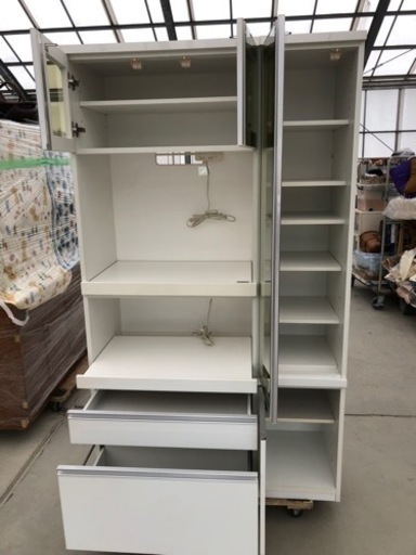 キッチンボード グレイス 白 丸仙工業 114cm×50cm×高さ198cm