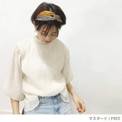 新品未使用　TOKOHANA  チェック柄クロスデザインヘアバンド　マスタードの画像