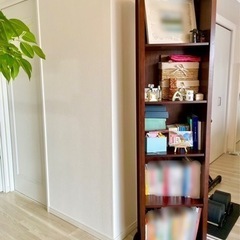 ★残り1週間★木製本棚/全身鏡(回転式、ダークブラウン)