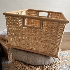 無印　ブリ材　角型バスケット　大